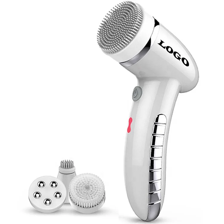

customise electric beauty skin care massager facial skin cleansing silicone face exfoliator brush with logo, White/rose gold/black