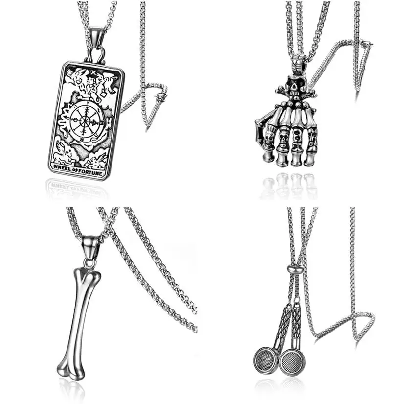 

Exquisite stainless steel European and American personality necklace men's long clothing accessories