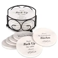 

Funny Coasters for Drinks Absorbent with Holder | 6 Pcs Novelty Gift Set | 3 Sayings | Unique Present for Friends, Men, Women, H