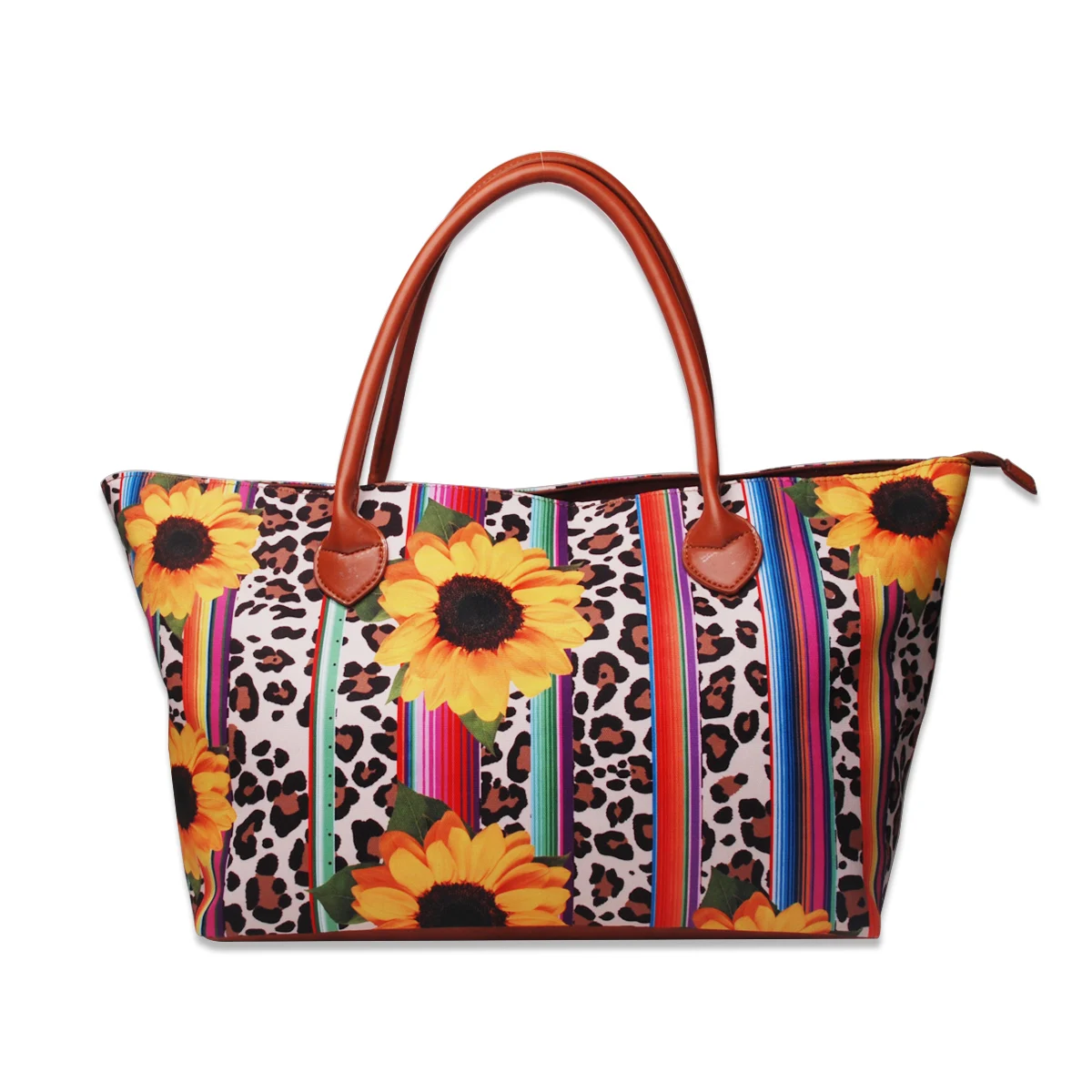 

Large Size Women Canvas Daily Carry Leopard Serape Sunflower Tote Bag DOM113-1616