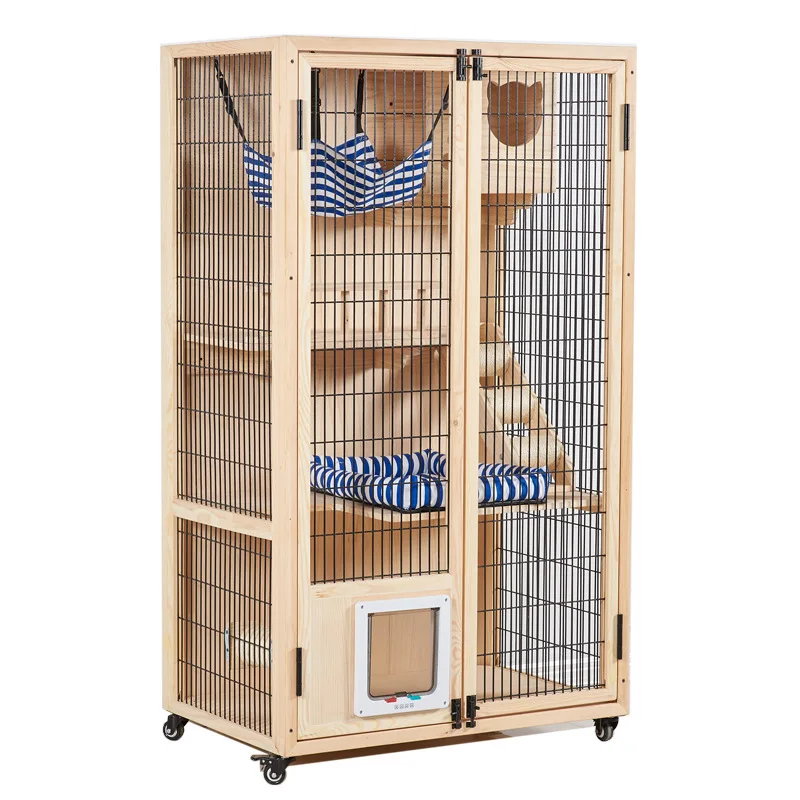 

solid wood cat cage large space cat nest integrated factory direct sales super large luxury home indoor double layer Cattery, Optional