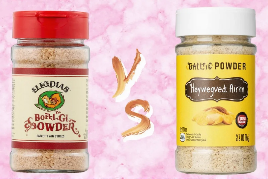 Garlic salt container next to garlic powder jar