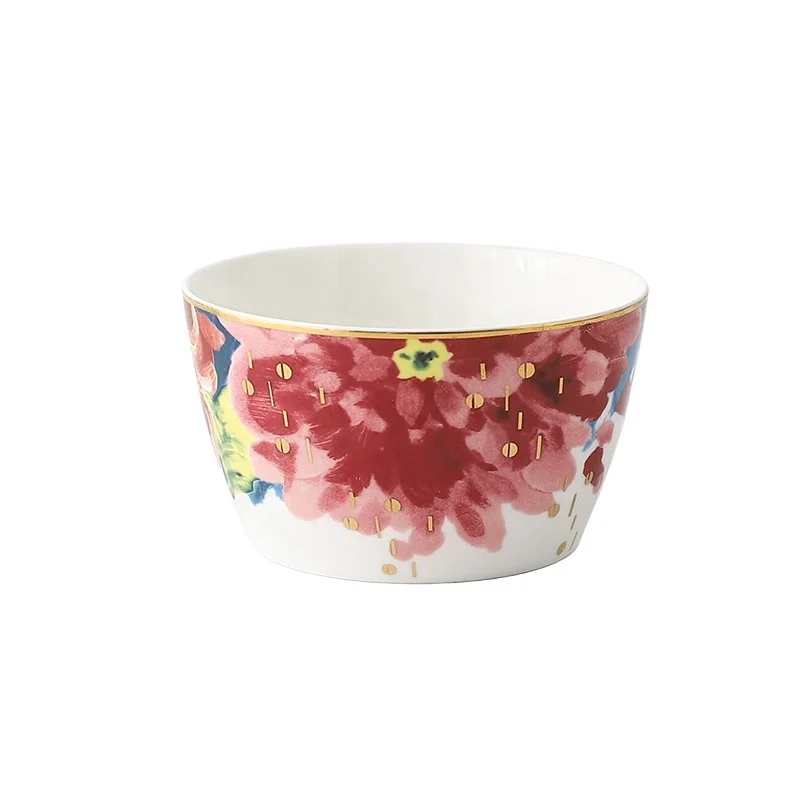 

Factory direct export cheap price flower pattern hand painted 350 ml ceramic porcelain soup rice salad fruit bowl
