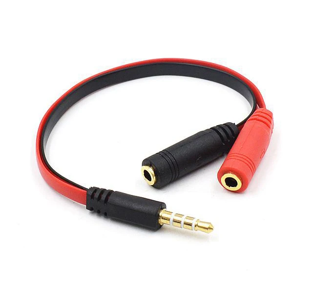 

4 pole 3.5mm Male To 2 Female Stereo Audio Headset Earphone Splitter Adapter