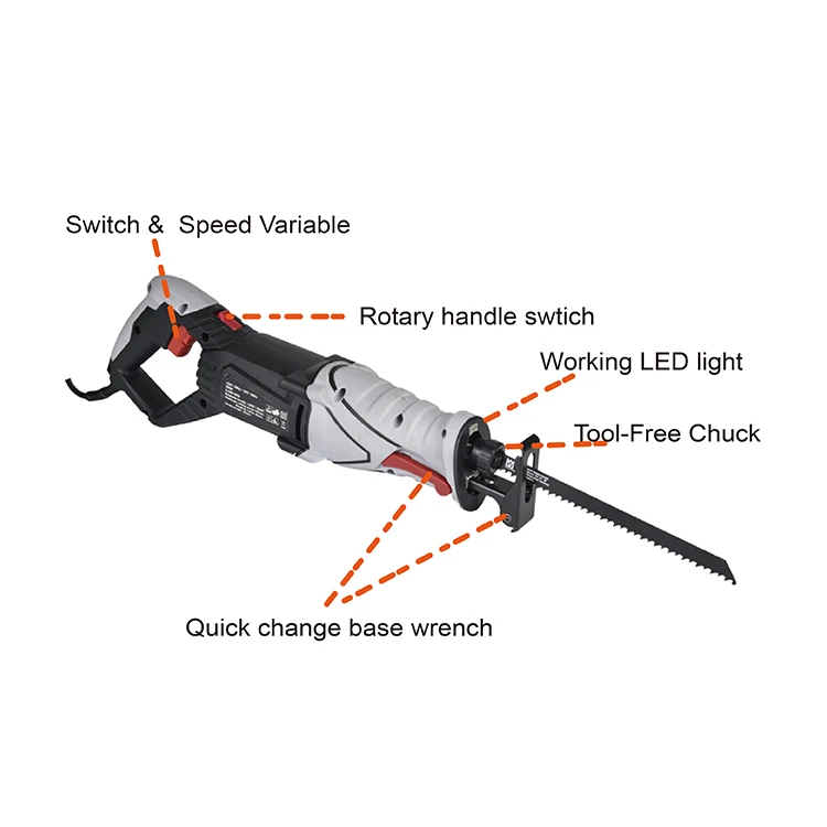
XC-tools J1F-DU06-28 850w high performance new model electric saw Reciprocating Saw with LED 