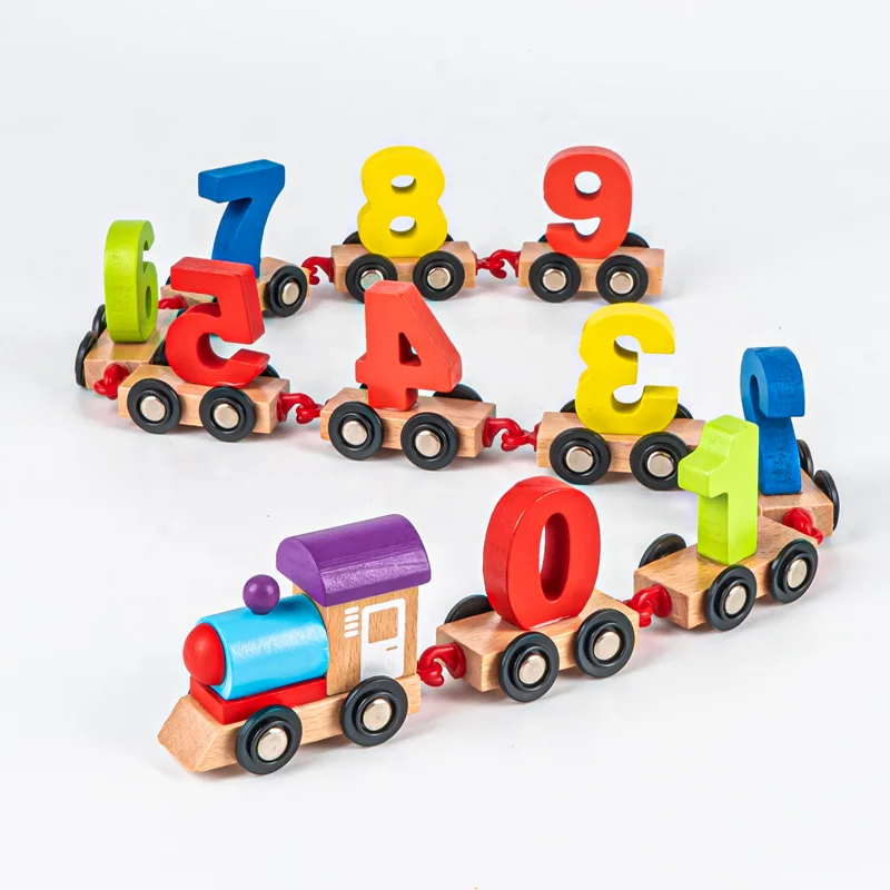 

2023 boys girls kids diy building blocks bricks train wooden type building block set toys Digital Game