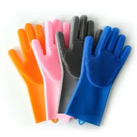 

2019 New Heat-resistant Design Silicone Cleaning Brush Scrubber Gloves dish washing gloves