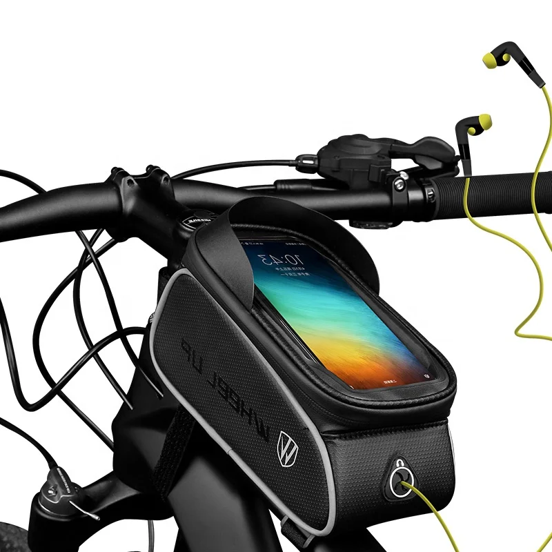 

WHEEL UP 6.5'' Screen Size Front Tube Cycling Waterproof Mobile Phone Bag Bicycle Accessories Bag, Black