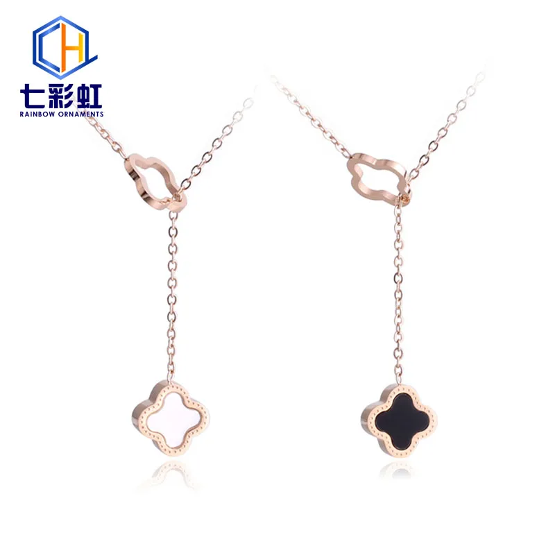 

Wholesale Custom Shell Rose Gold Unique Stylish Woman Fashion Clover Necklace