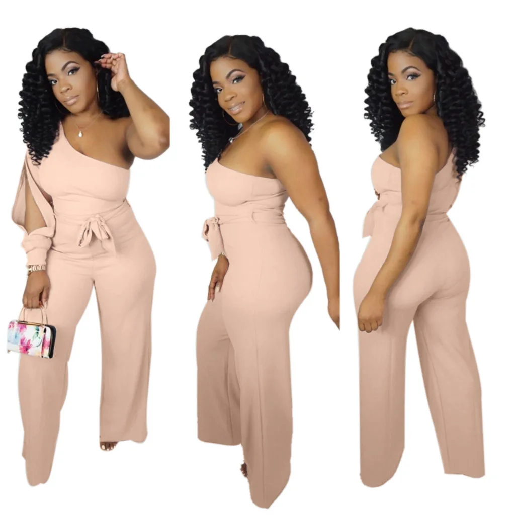 

2020 New Style Women One-sleeve Hollowed-out Jumpsuit For Women Women Pants Pencil Pants Sexy Hot Jumpsuit Custom Size Mid Waist