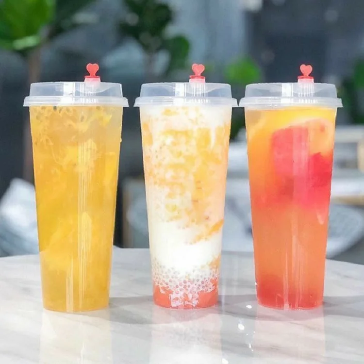 

Hot Sell Glitter Plastic Yogurt Disposable Bubble Tea Cup Clear PET Cup