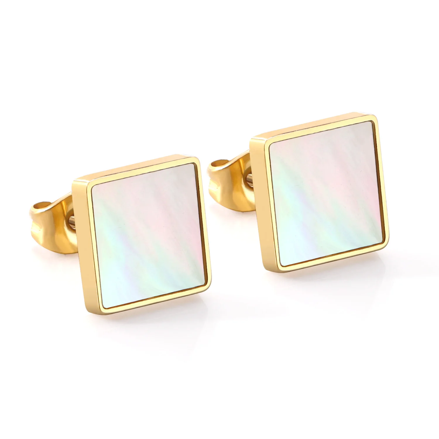 

Party jewelry cheap 14k gold plated stainless steel shell stud earrings for young girls, Gold/silver available