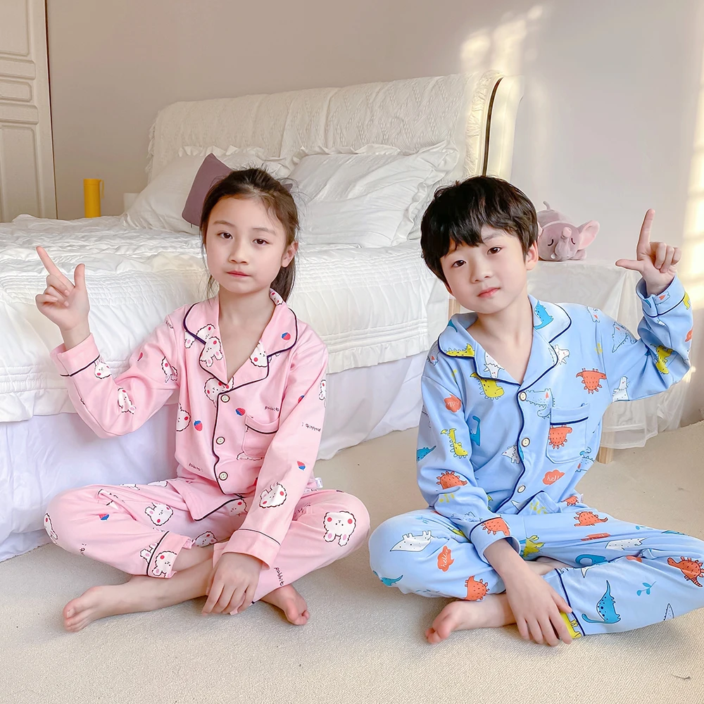 

Four seasons 2021 new sets clothing children cotton clothing sets children pajamas baby pajamas home clothes baby clothes, Picture