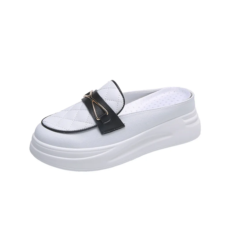 

2021 wholesale classic fashion bag-toe slippers women walking leather sandals women vamp casual shoes, Customized color