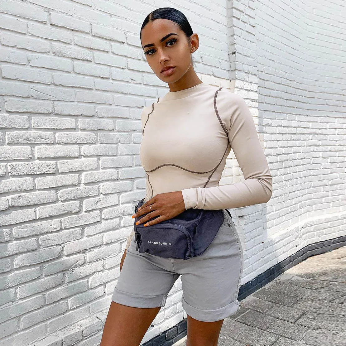 

Free Shipping C11266 - new fashion women bodycon long sleeve solid bodycon jumpsuit