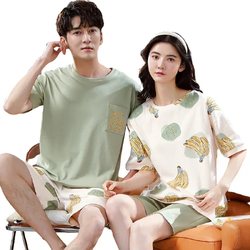 

Amazon Sell Cotton Pocket T-Shirts and Shorts Couples Plus Size Home pajamas For Ladies, Customized color
