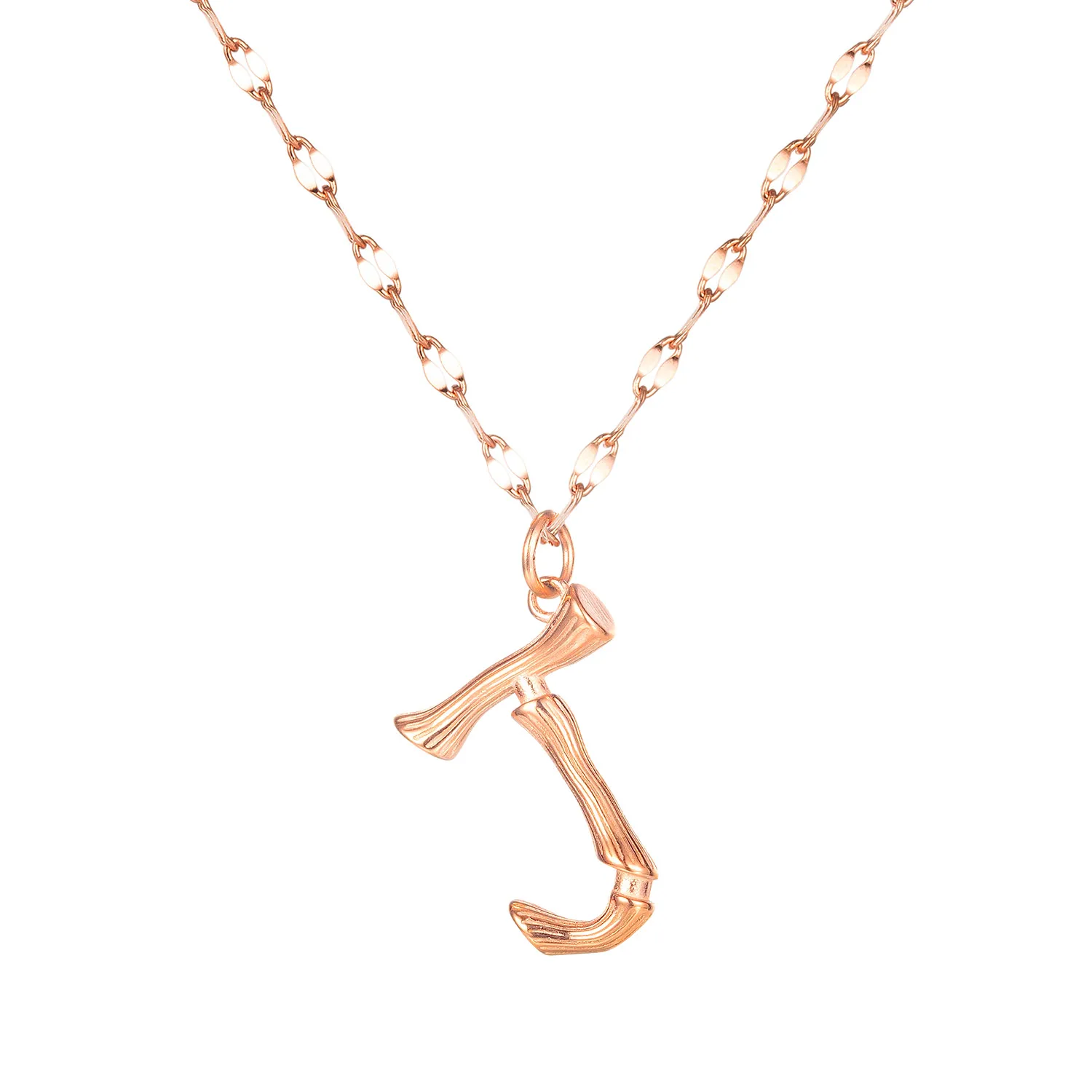 

Gold Rose Letter J Pendant Stainless Steel Women Necklace Jewelry, Rose gold