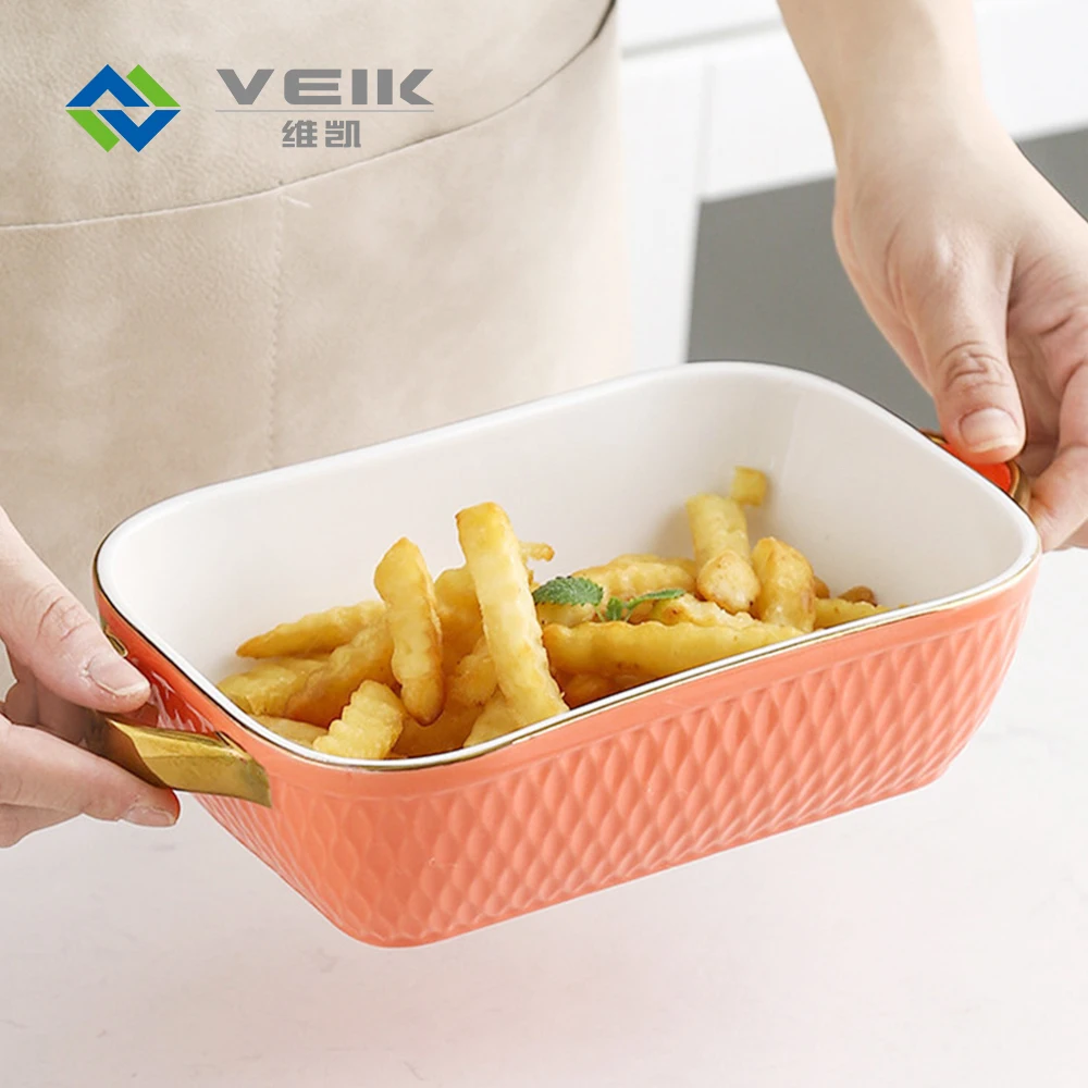 

Custom multi color rectangular oval oven ceramic baking pan ceramic baking dish ceramic baking tray, Blue/orange/green