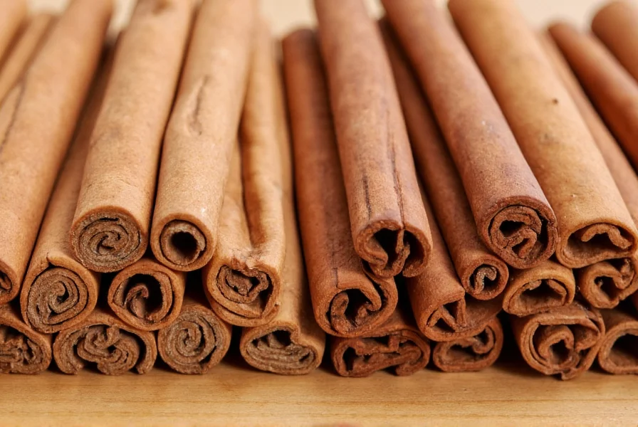Close-up comparison of Ceylon cinnamon quills versus Cassia cinnamon sticks showing the multiple delicate layers of canela versus the single thick layer of Cassia