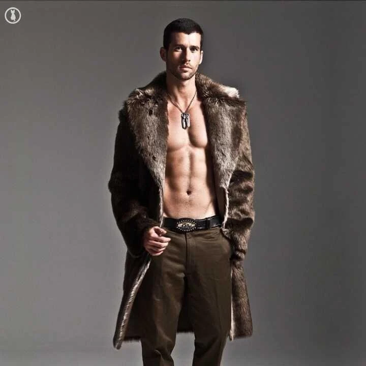 

Wholesale Fashion Men Warm Long Winter Outfit Clothing Faux Fur Coat