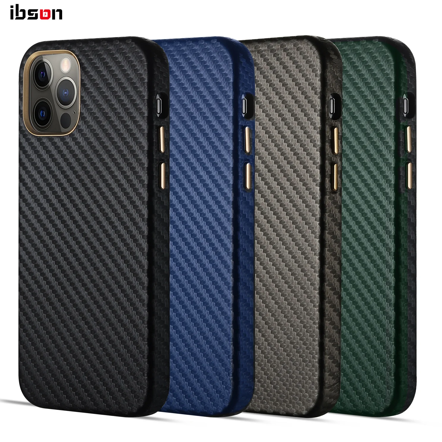

Luxury Carbon Fiber Cell Phone Cases Drop Proof with Metal Buttons for iPhone 12 11 Pro Max XR X 7 8 Plus, Blue,black, green,gray