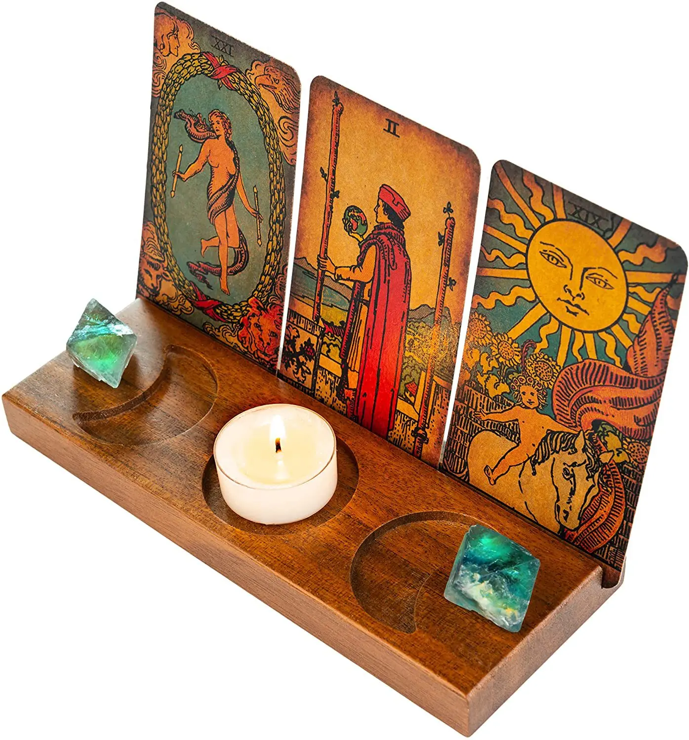 

hot selling crystal three-phase monthly card album wooden candlestick ornaments Tarot divination supplies