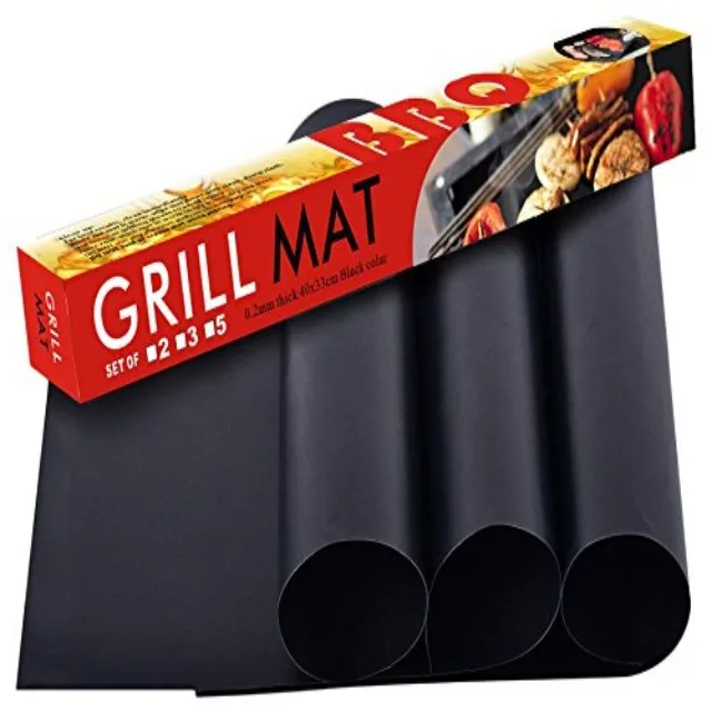 

Reusable easily cleaned non stick ptfe fiberglass grill mat oven liner, Black or copper