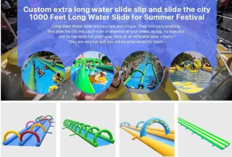 Factory Long Waterslide Adult Slip N Slide Inflatable Water Slide The