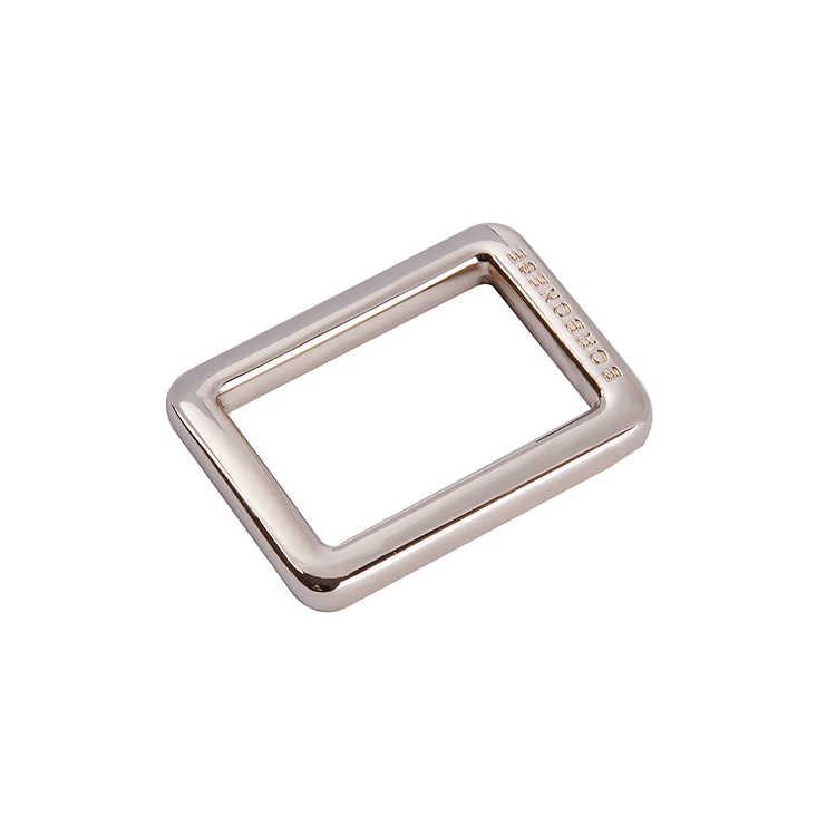 

Wholesale leather rectangle bag strap clasp accessories custom metal square handle zinc alloy ring buckle for handbag, Customized