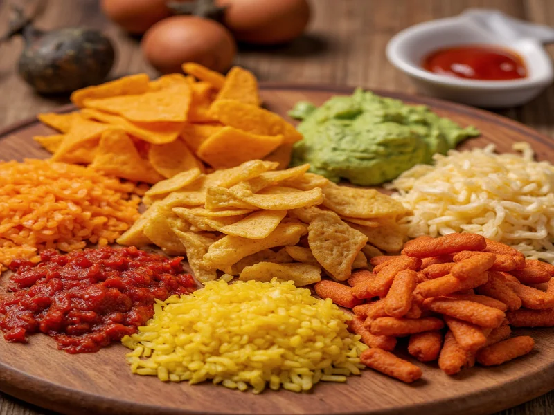 Homemade doritos ingredients on wooden table
