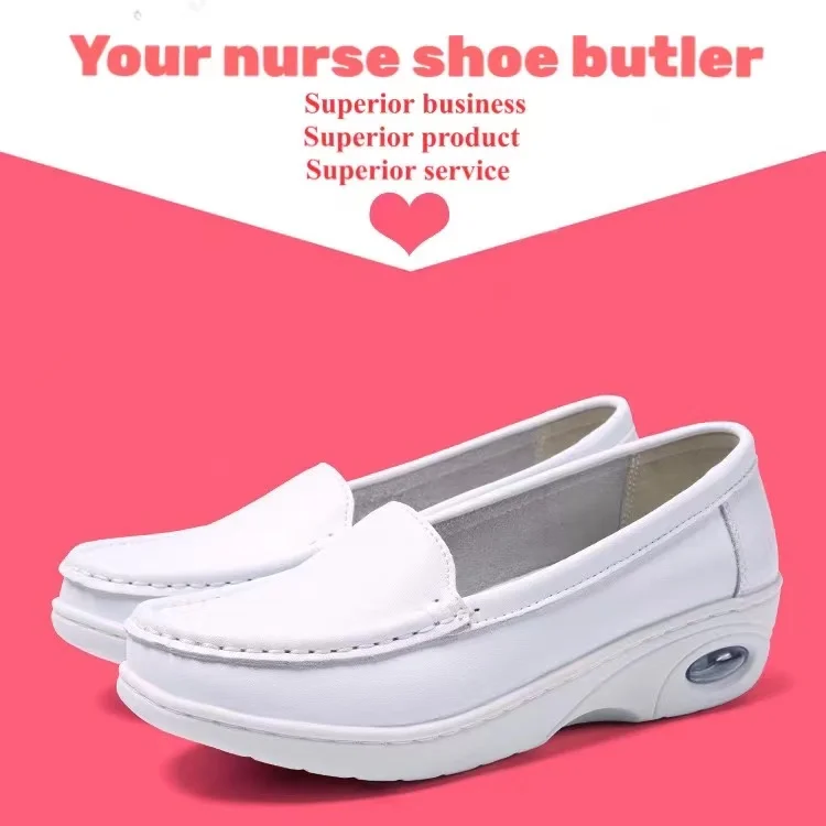 

Factory Direct Selling PU Upper Breathable Hospital White Cheap Nurse Shoes With Wedge Heels Nursing Shoes Clogs Best Price