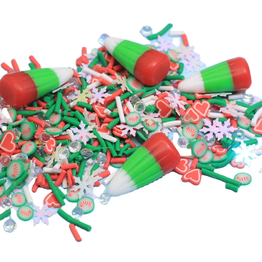 

Polymer Clay Christmas Snowflake Candy Cane Slices Mixture Sprinkles For Slime Decoration D I Y Crafts