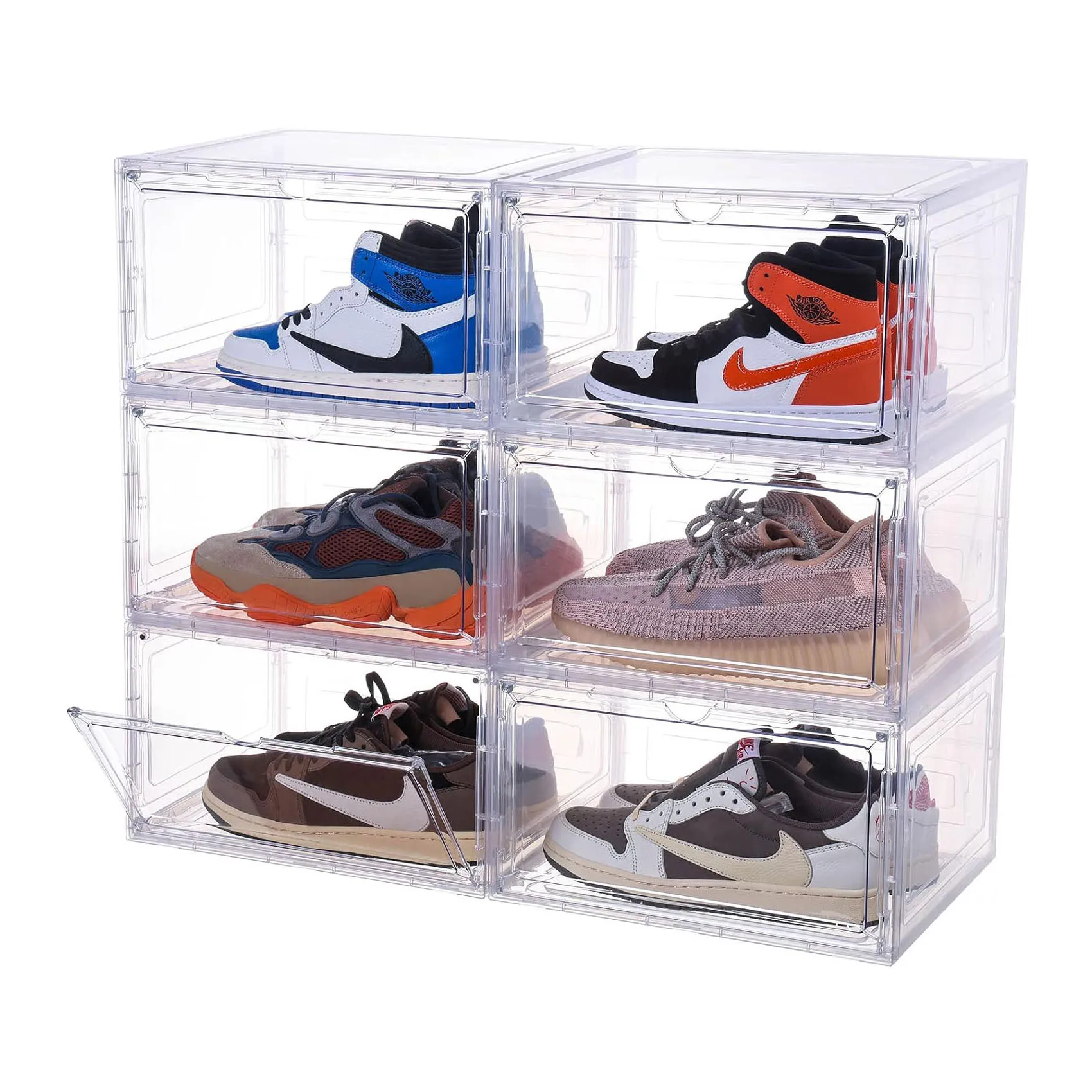 PP Plastic Injection Molded Foldable Shoe Box Save Space Storage for Slippers Mini Chunky Dunky