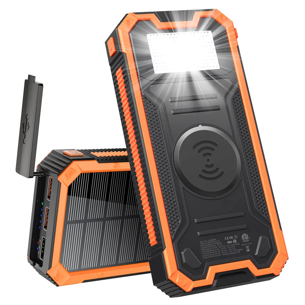 

Adjustable Emergency Phone Sport Outdoor Activities Portable Charger High Efficient Solar Power Bank Waterproof