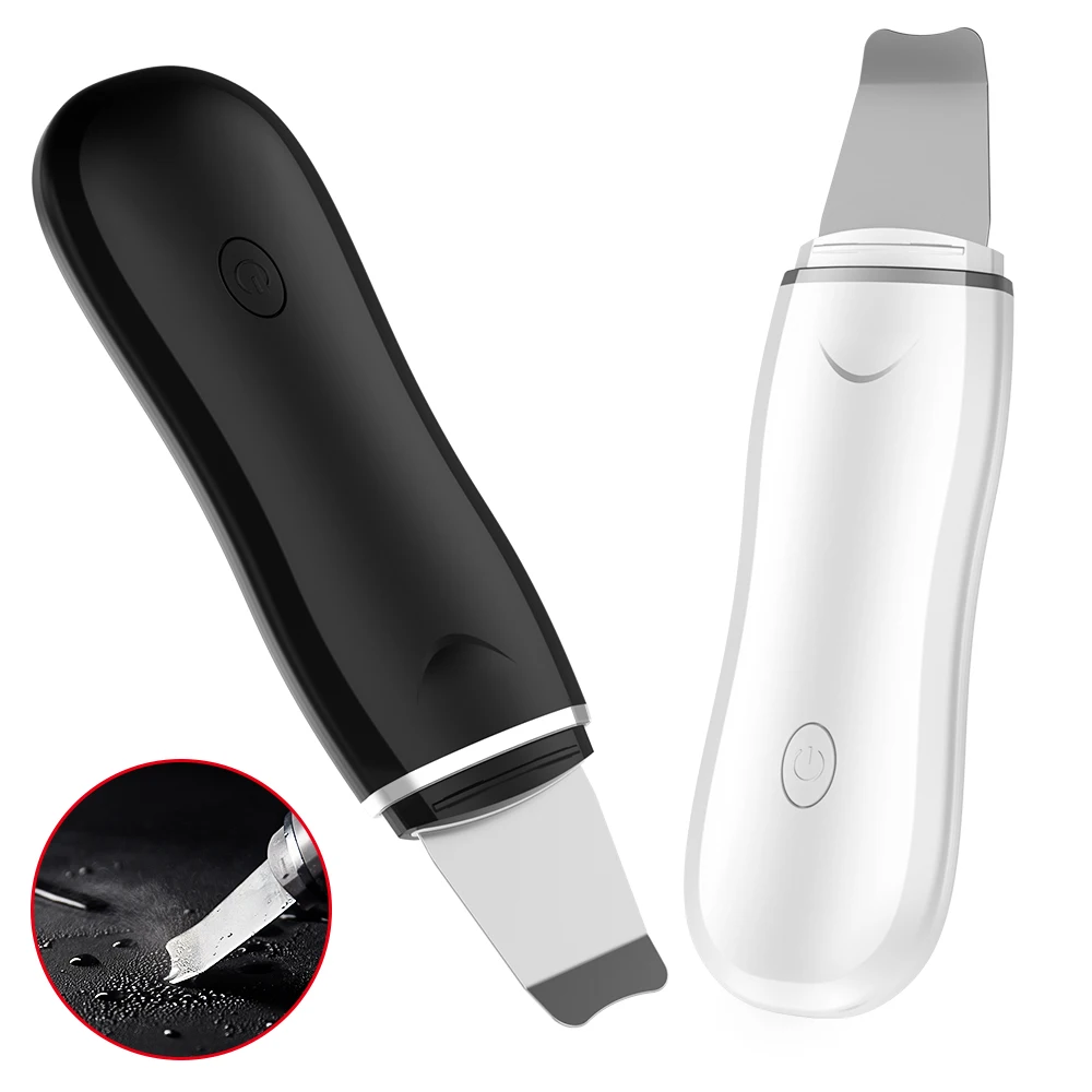 

Portable electric facial dead skin peeling machine professional sonic face cleaning spatula ultrasonic skin scrubber, White color or black or customized
