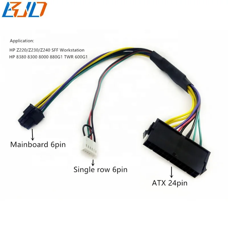 

Hot Sale ATX 24 Pin to 6 Pin Mainboard 2-port PCIE PSU Power Adapter Cable for HP Z220/ Z230 Server Workstation, As is shown in the picture