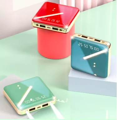 5000 8000 10000 20000mAh Portable Mini Power Bank Mirror Screen LED Display Powerbank Customize Logo - ANKUX.COM
