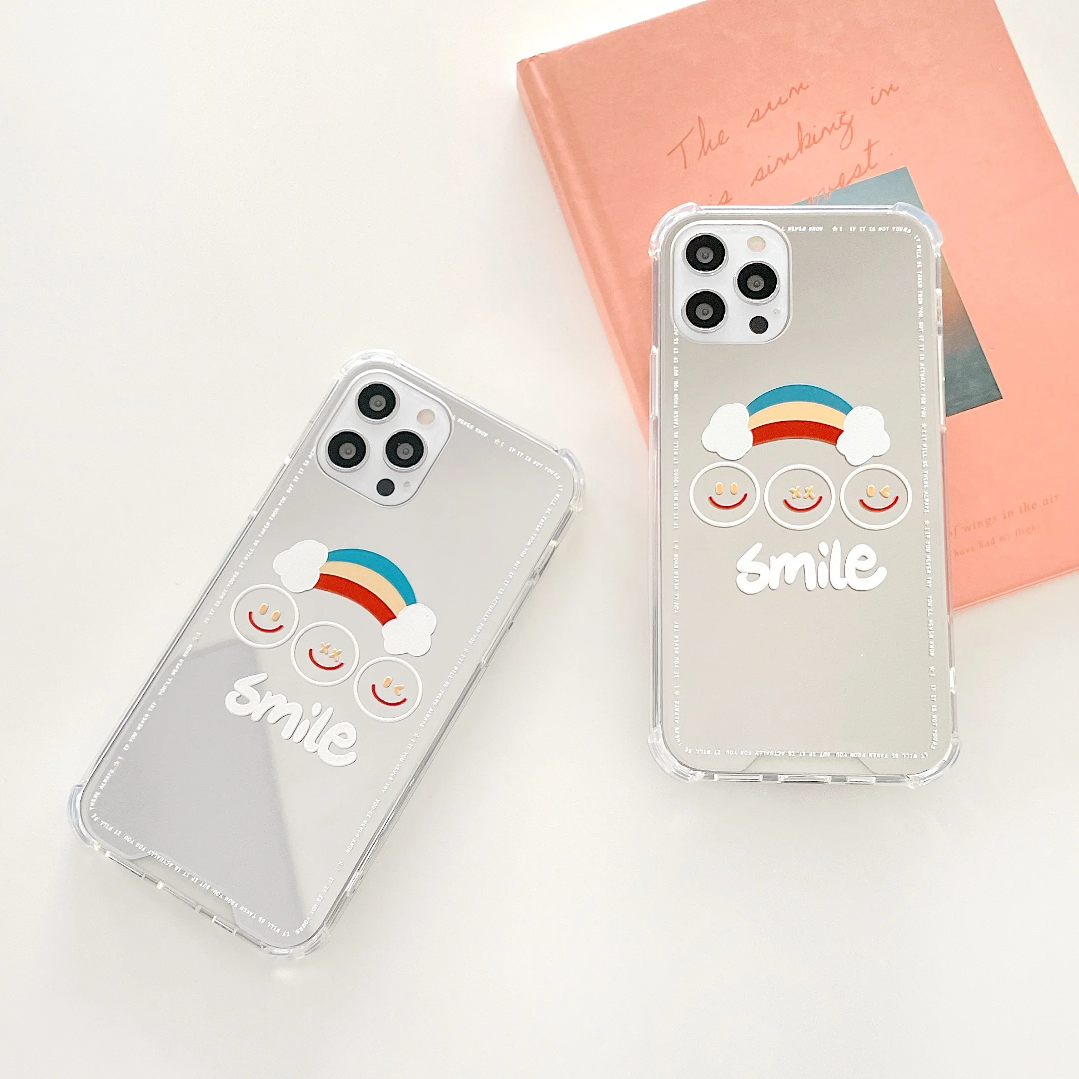 

Mirror rainbow smiley face suitable for Apple 12pro mobile phone case iPhone11/Xsmax/xr protection 7plus/8 customization, Multiple