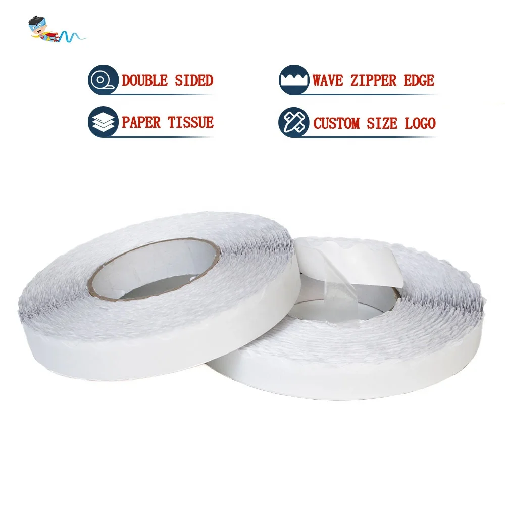 High Viscosity Easy Peel Envelope Nonwoven Paper Coated Hot Melt Oil Solvent Adhesive Wave Zipper Edge Double Sided Tissue Tape