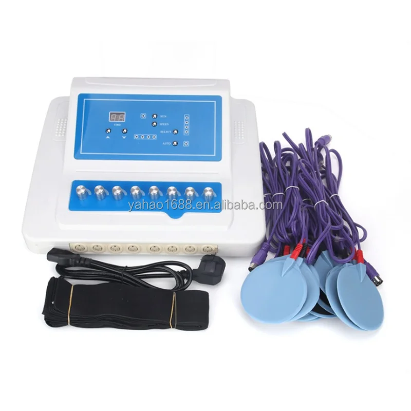 

Affordable Home Use 8 Electrode Muscle Stimulator Body Shaper EMS Slimming Machine, White and blue