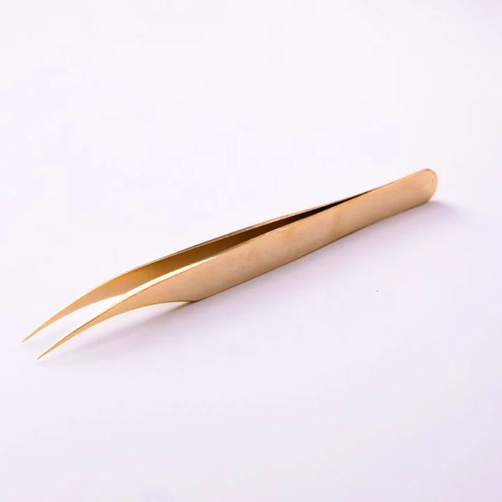 

Stainless Steel Classic Volume individual lashes curved applicator tweezers for eyelash extension, Gold