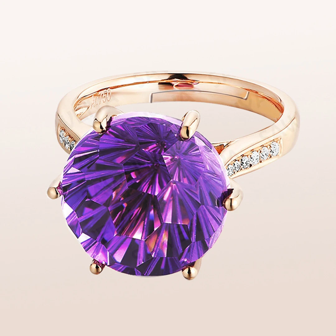 

White copper turtle face six claws high-end temperament adjustable amethyst ring female European and American fashion live ring