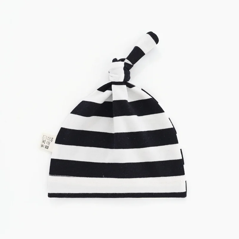 

Personalized Gift Jersey Baby Knotted Hats Organic Cotton Baby Top Knot Tutorial Hat Striped Newborn Knot Beanie Hats, Shown