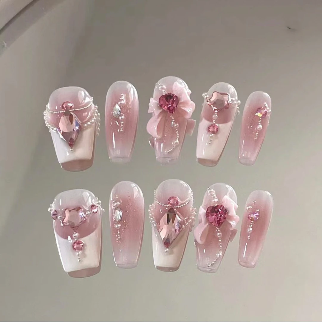 

Wholesale Press on Nails Vendors Coffin Extra Long Coffin Glue Press on Nails Fake Rhinestone Marble False Nails Design Finger