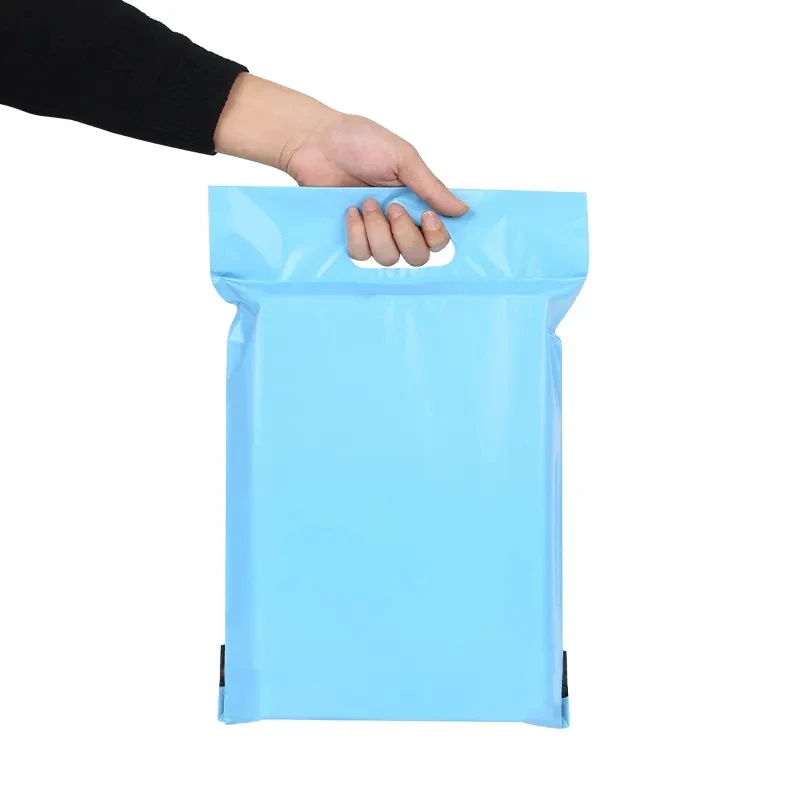 

Delivery Courier Bag Poly Mail With Handle Bag Custom Print Handling Plastic Bag Logo Print Blue Polymailer With Handle Mailer