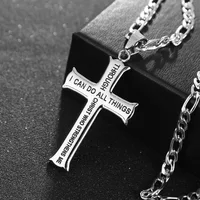

316l stainless steel engraved philippians 4:13 I could do all things cross christian necklace jewelry CY592