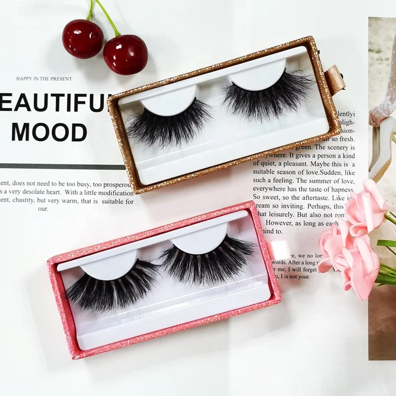 

Custom Logo Eyelash Case 3D Fluffy 25mm Mink eyelashes Eyelash With Pink lash Box