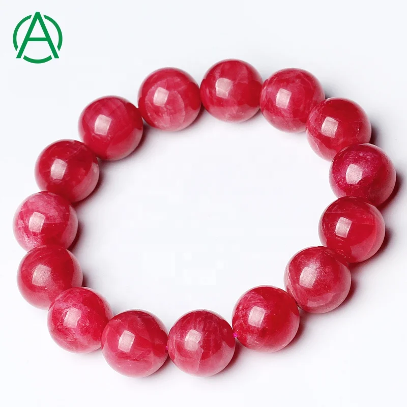 

ArthurGem Genuine Rare Top Quality Rhodonite Beaded Bracelets Natural Healing Crystal Rhodonite Gemstone Bracelet for Women