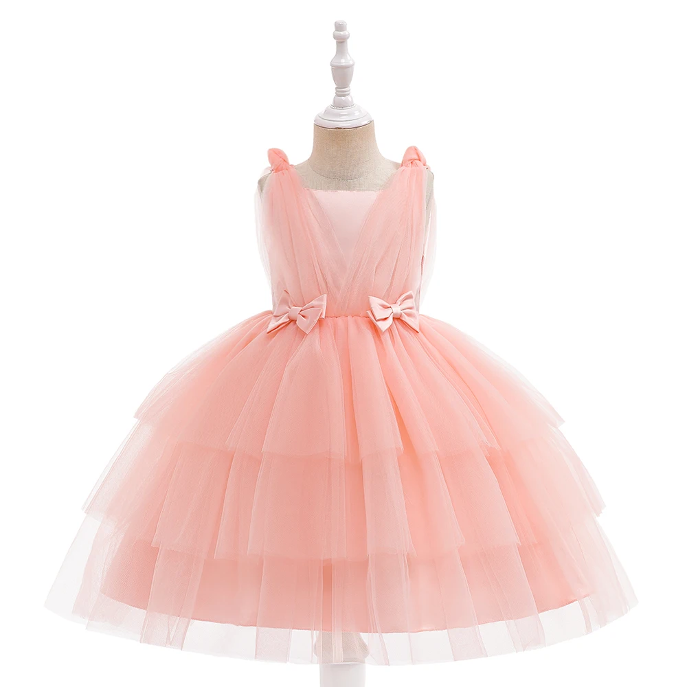 

MQATZ Ready To Ship Baby girl flower dress design sleeveless pink tulle fairy kids birthday ball gown L5331