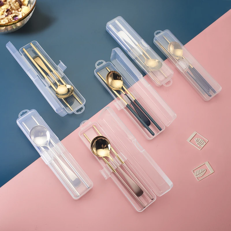 

Korean spoon stainless steel travel utensils with case, Silver,gold,rose gold,black,etc